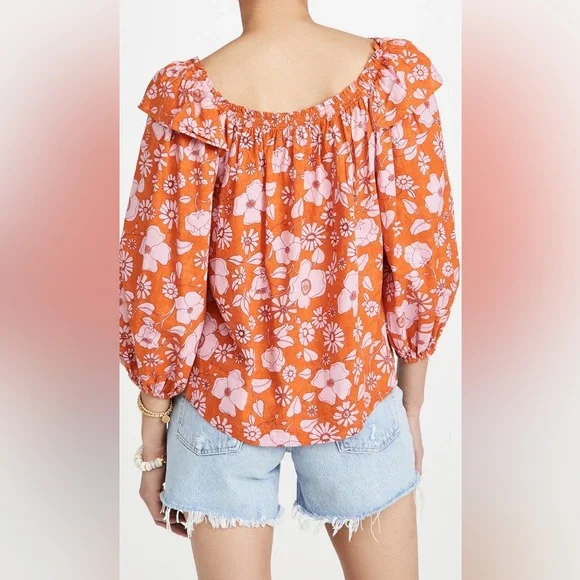 Free People NWT Miss Daisy Floral Printed Smock Blouse sz S - Picture 3 of 8